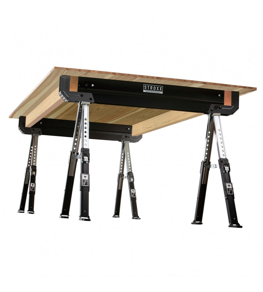 16124 - Set banc de lucru STROXX, 2 capre pliabile, inaltime reglabila, capacitate 1160k