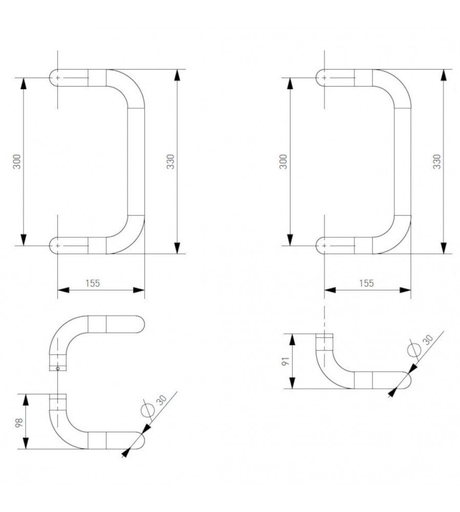 8078 - Set maner spatial Medos aluminiu diametru 30 mm lungime 330 mm, rectangular, cul
