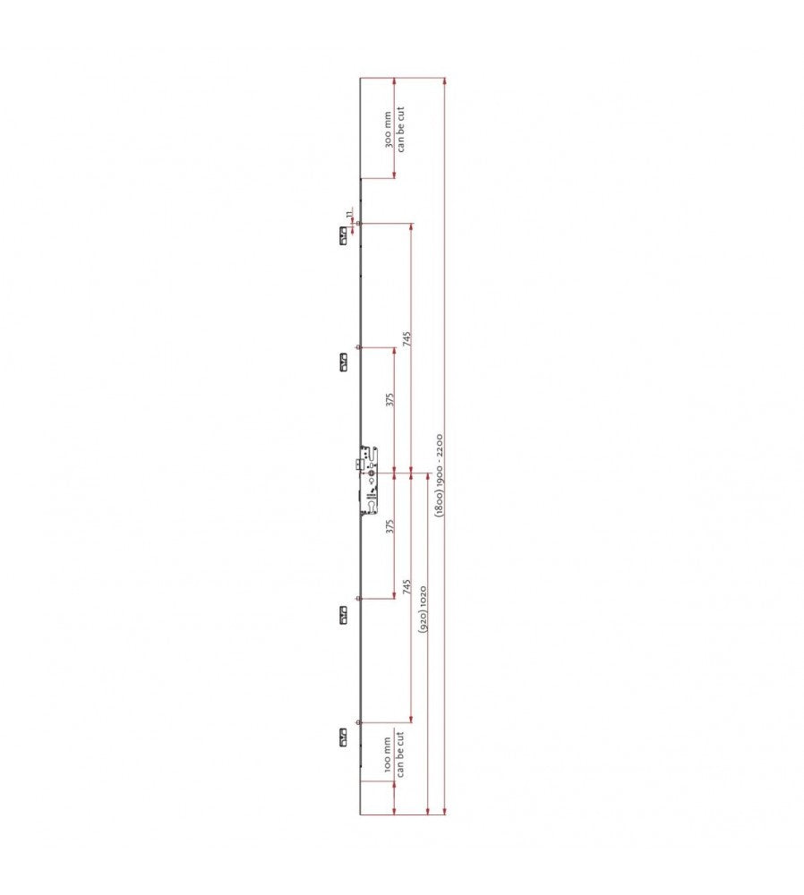 6172 - Broasca inchidere multipunct cu 4 role, ARX, dornmass 28 mm, interax 92 mm, plac