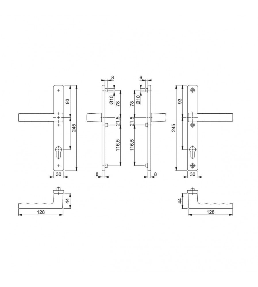 11936 - Maner usa termopan, Hoppe Toulon, exterior, 92 x 30 mm, material aluminiu, culoa