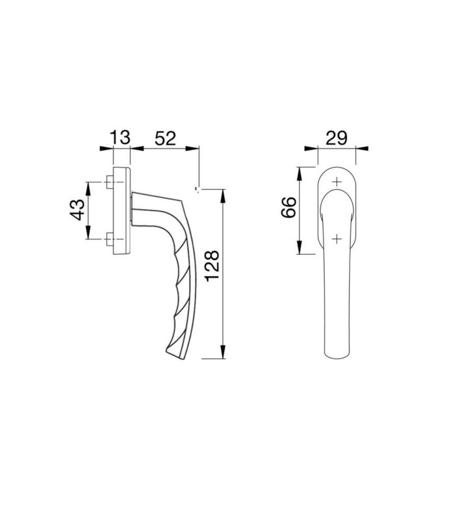 6112 - Maner fereastra, Hoppe Lima, material aluminiu, culoare bronz F4, patrat de 40 m