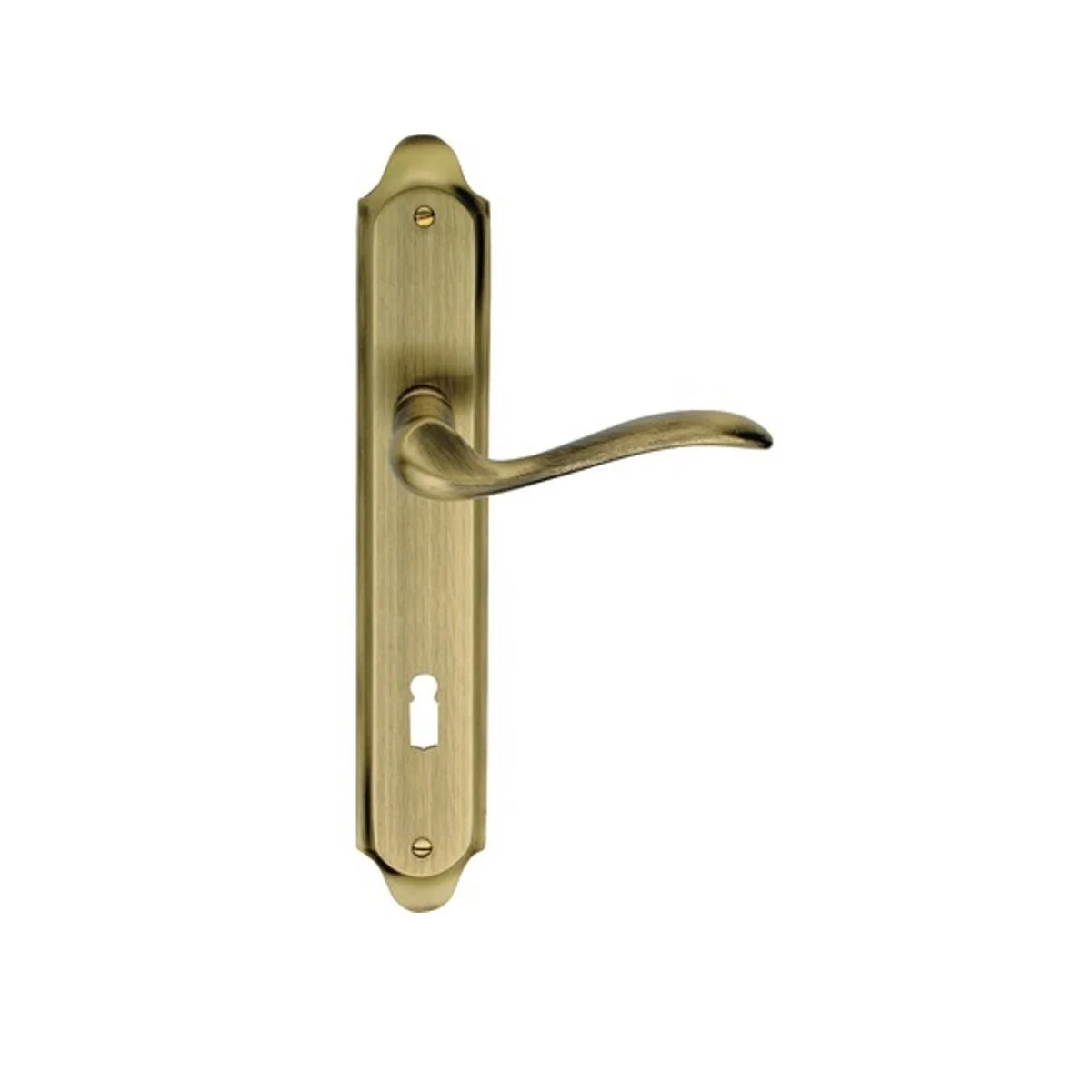 Maner usi interior, Tolosa, cu placa pentru cheie, interax 90 mm, culoare Bronz antic