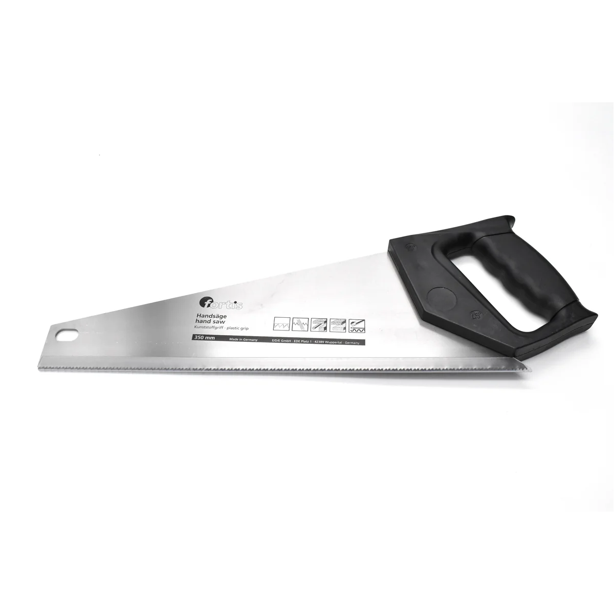 Fierastrau de mana pentru lemn, Fortis, 350 mm, cu maner din plastic negru
