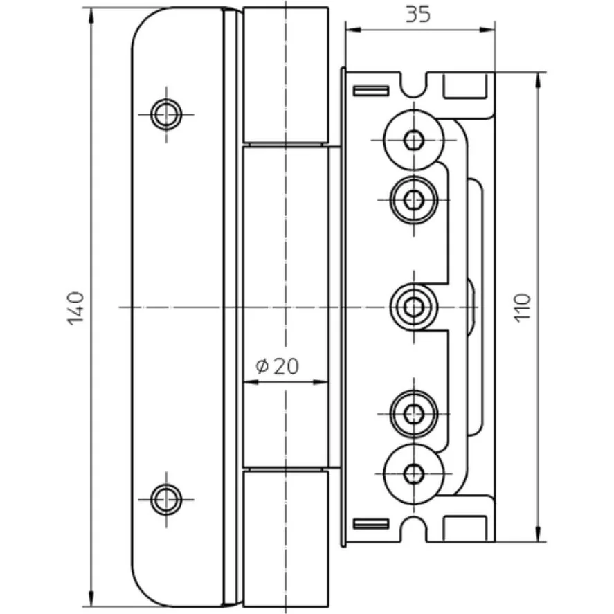 Set balamale usi de intrare din lemn, cu deschidere interioara, SIMONSWERK BAKA 4040 3D FD PROTECT, 160 kg, set 3 buc