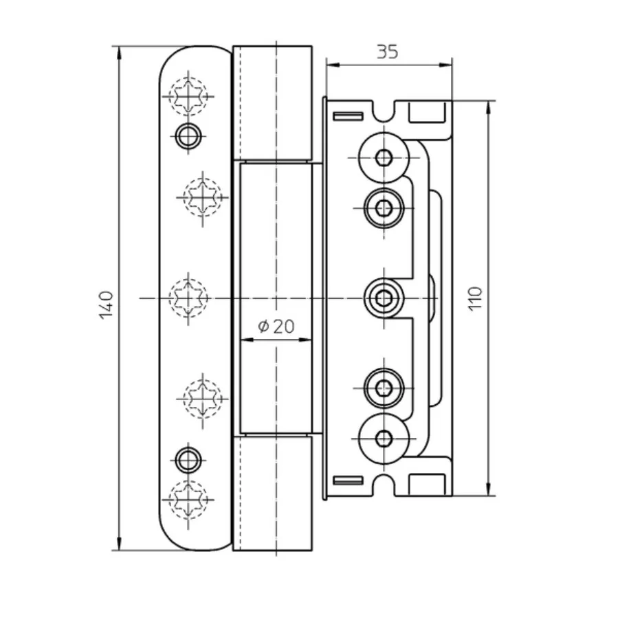 Set balamale usi de intrare din lemn, cu deschidere spre interior, SIMONSWERK BAKA 4010 3D PROTECT, 160 kg, set 3 buc