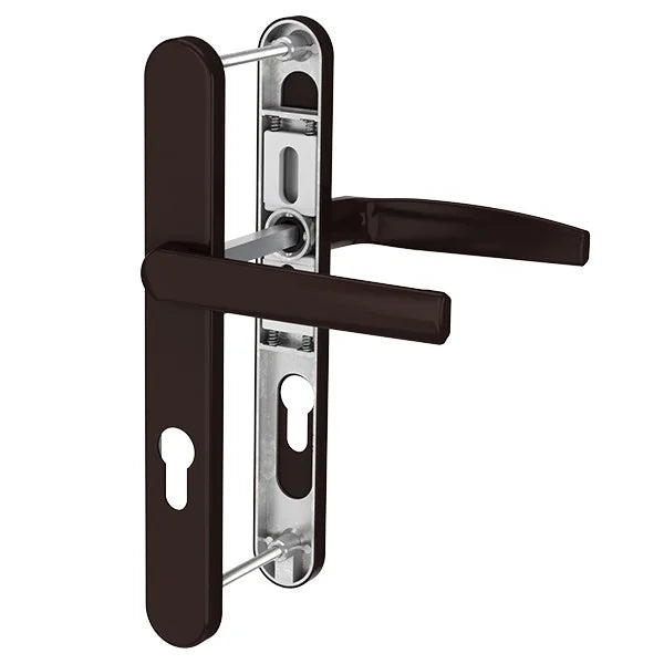 Maner usa termopan, Victory, exterior, asimetric, 92 x 32 mm, material aluminiu, culoare maro RAL8077