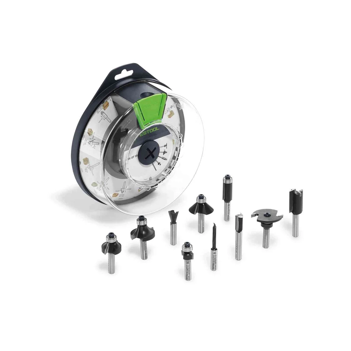 Set freze Festool pentru frezat muchii, profile, Box-OF HW S8 mix, diametrul tijei de fixare 8 mm, 10 bucati pe set (498979)
