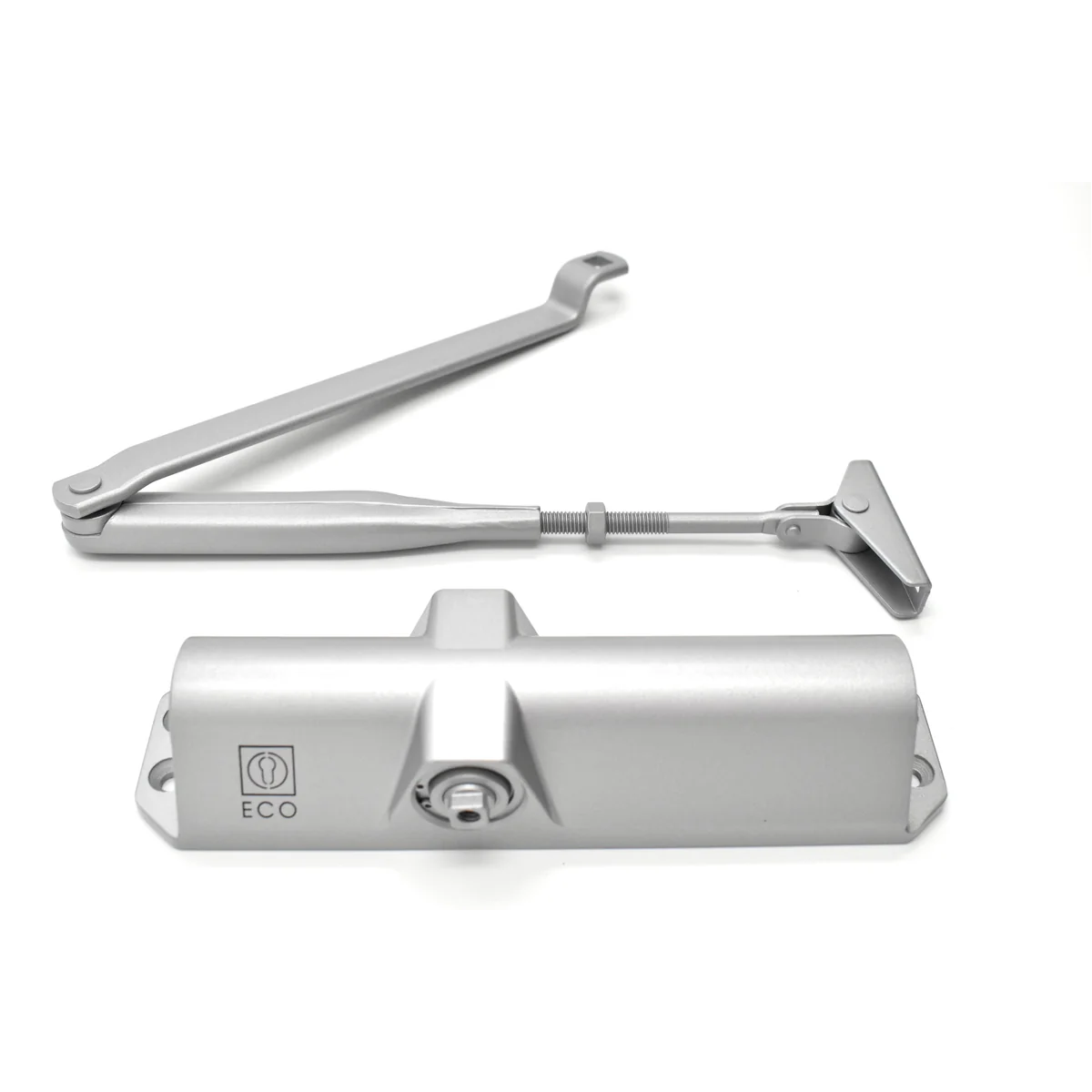 Amortizor usa hidraulic cu brat, Eco Schulte TS 10 D, pt usa 40-80 kg, culoare argintiu