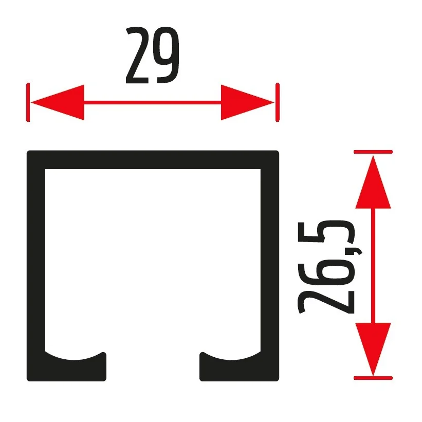Sina de glisare Kamex din aluminiu, culoare gri mat, lungime 2000 mm, greutate usa max 100 kg