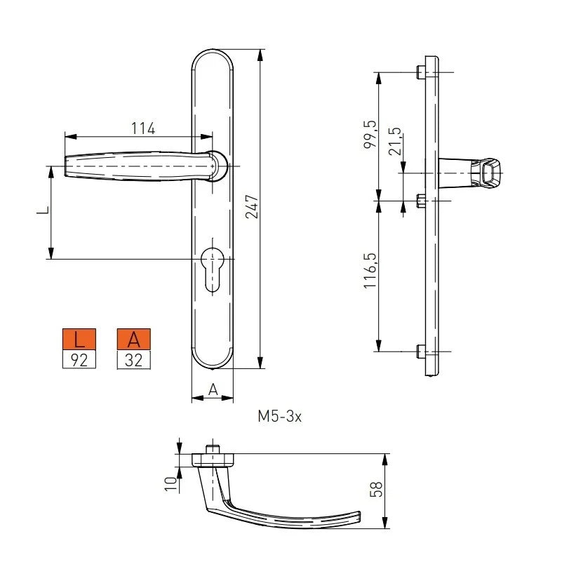 Maner usa termopan, Victory, exterior, 92 x 32 mm, cu arc, material aluminiu, gri antracit RAL7016