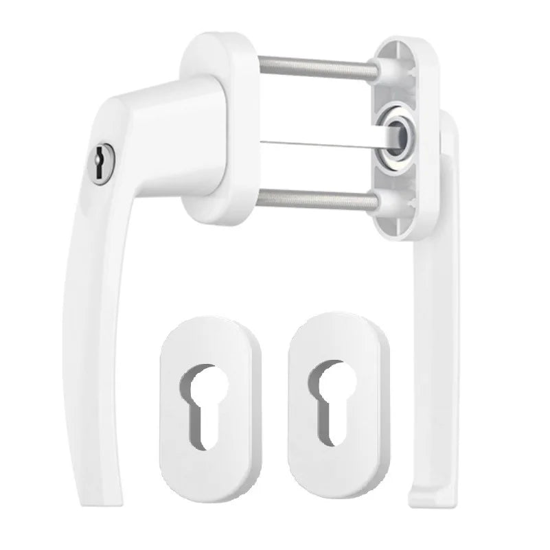 Maner usa de balcon asimetrica Victory cu cheie si rozeta culoare alb RAL 9016