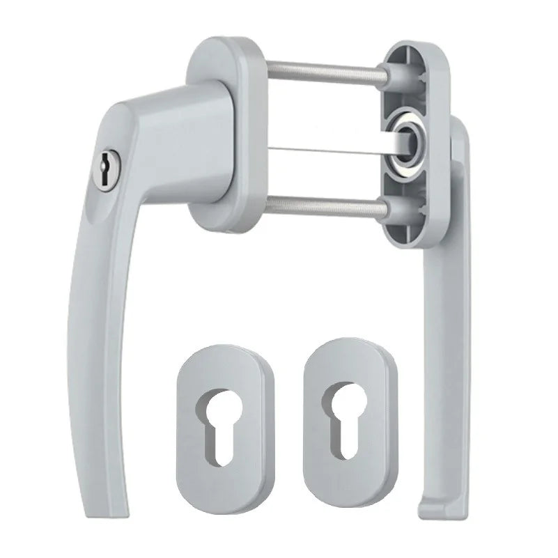 Maner usa de balcon asimetrica Victory cu cheie si rozeta culoare argintiu