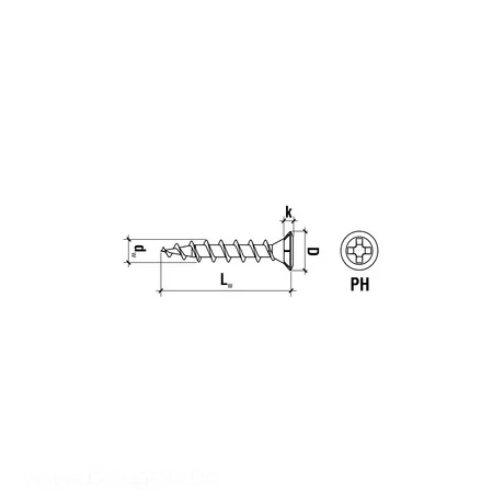 Surub autofiletant Blaugelb 4.0 x 55 PH2 SL, set 100 buc