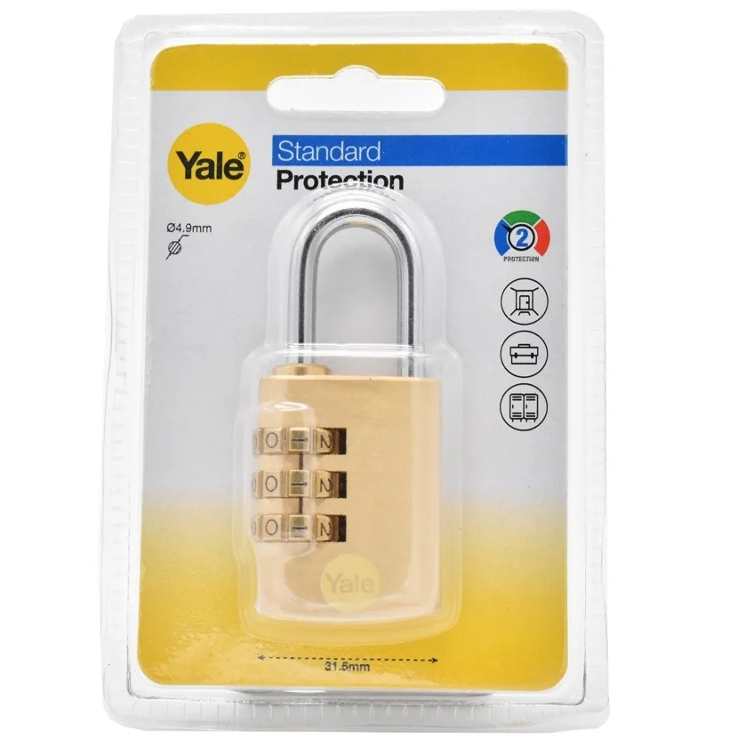 Lacat Yale din alama corp 30 mm, cu cifru 3 discuri, veriga standard, nivel standard de protectie Y150B/30/125/1
