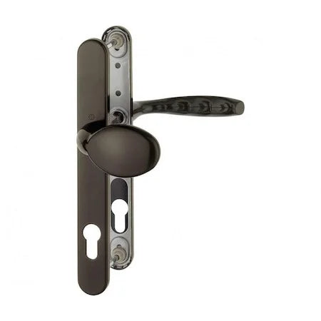 Maner usa termopan, Hoppe New York, exterior, 92 x 30 mm, buton fix, material aluminiu, culoare maro RAL8707