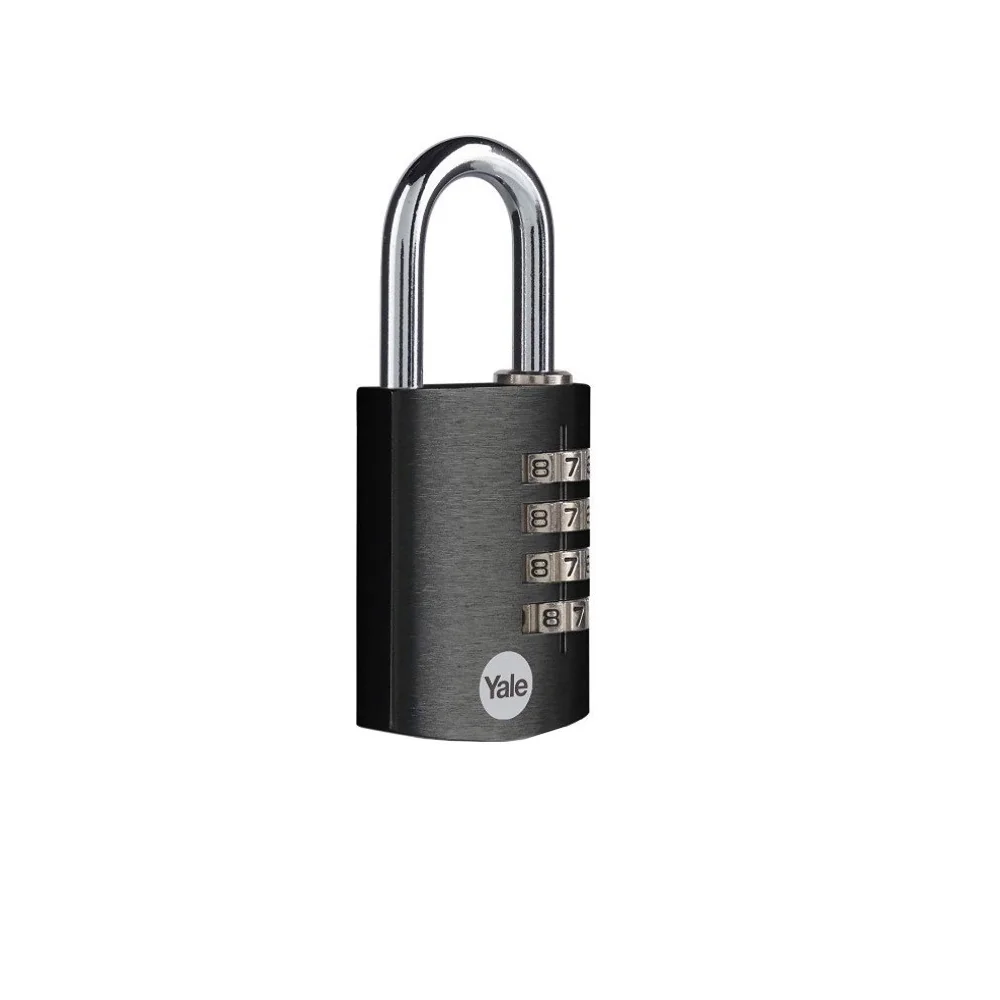 Lacat Yale din aluminiu corp 38 mm, cu cifru 4 discuri, nivel standard de protectie, culoare negru YE3CB/38/131/1/BK