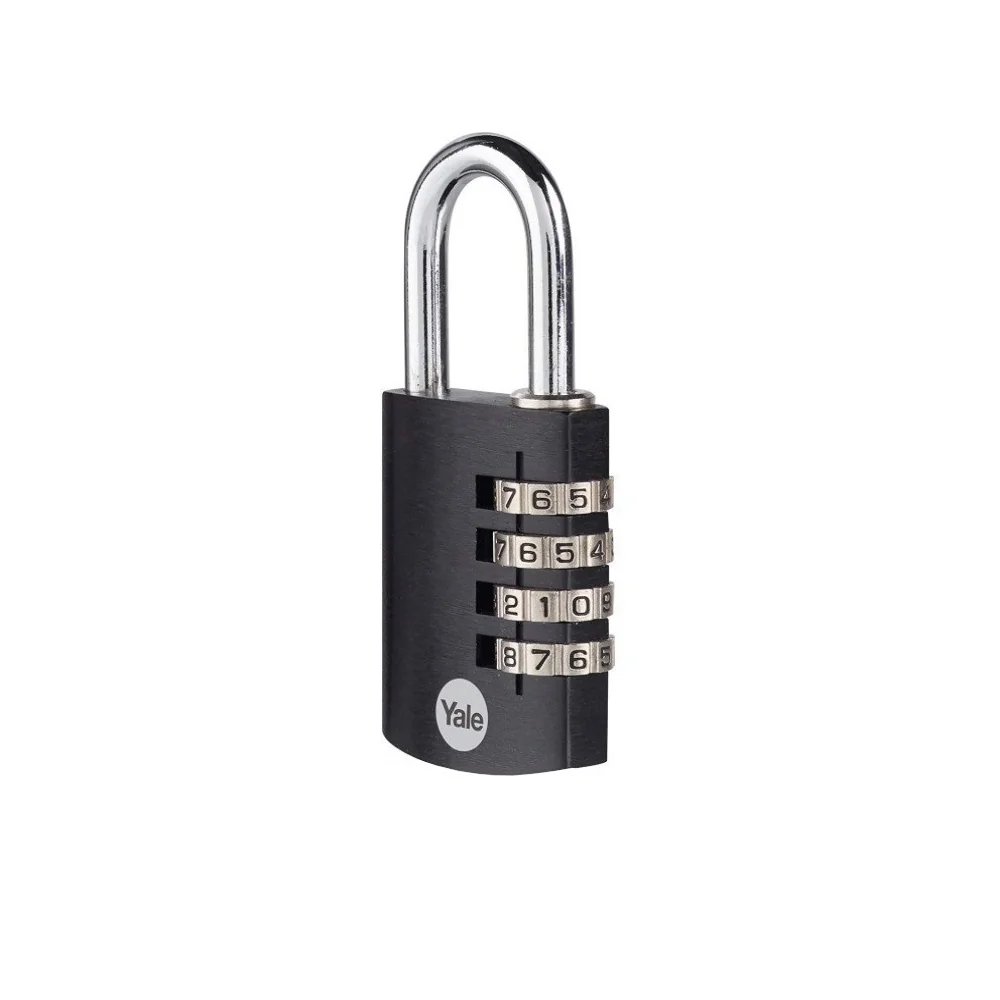 Lacat Yale din aluminiu corp 38 mm, cu cifru 4 discuri, nivel standard de protectie, culoare negru YE3CB/38/131/1/BK