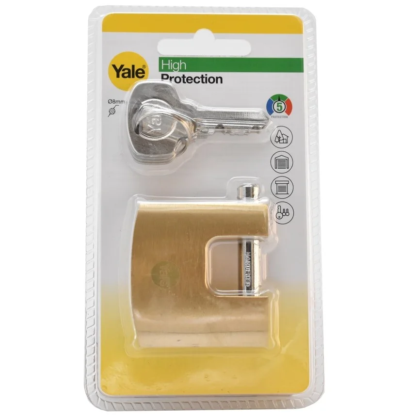 Lacat Yale din alama crom satinat, rectangular, veriga dreapta, nivel inalt de protectie Y114B/50/111/1