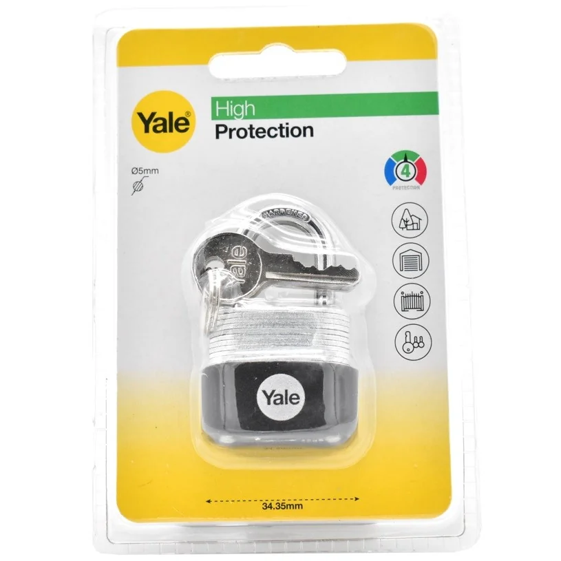 Lacat Yale din otel laminat corp 30 mm, veriga standard, nivel inalt de protectie Y115B/30/117/1