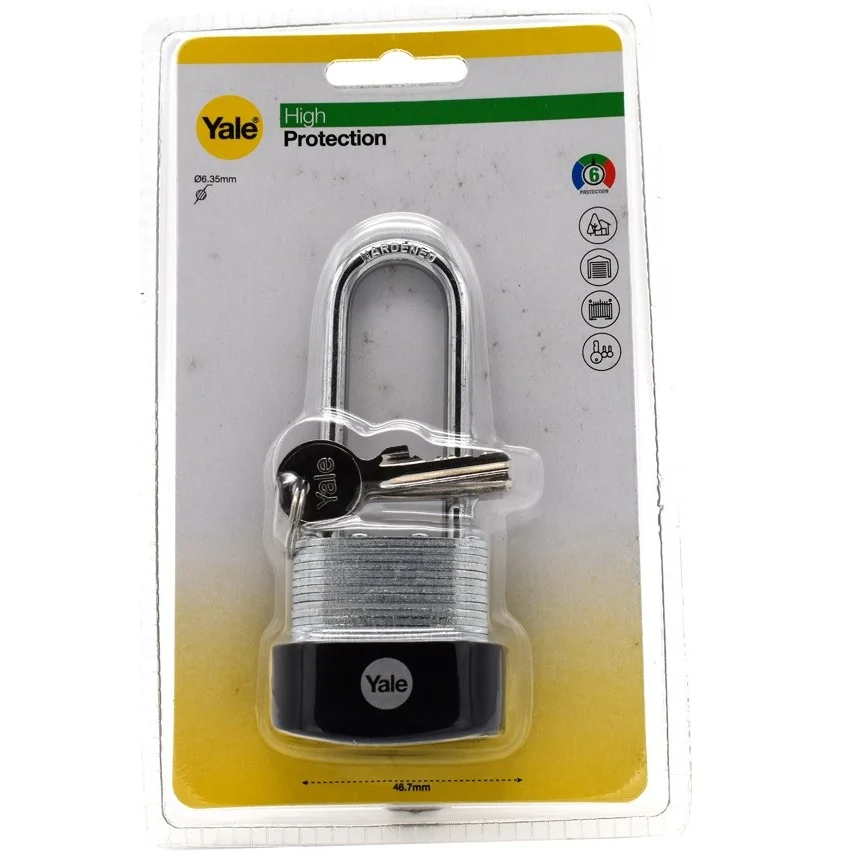 Lacat Yale din otel laminat corp 40 mm, veriga lunga, nivel inalt de protectie Y125B/40/163/1