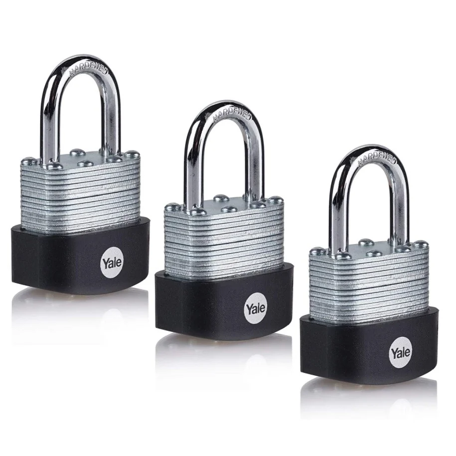 Set lacate Yale din otel laminat corp 40 mm, 3 bucati, veriga standard, nivel inalt de protectie