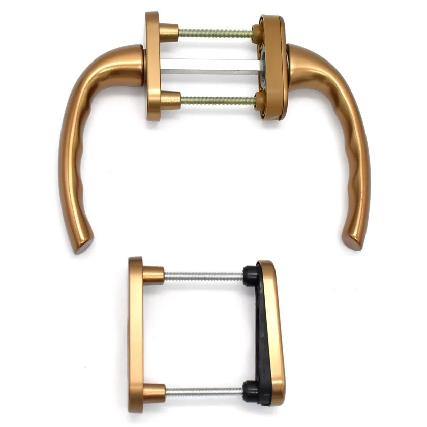 Set maner fereastra balcon termopan, Hoppe Tokyo, simetric, cu rozeta, din aluminiu, culoare bronz F4