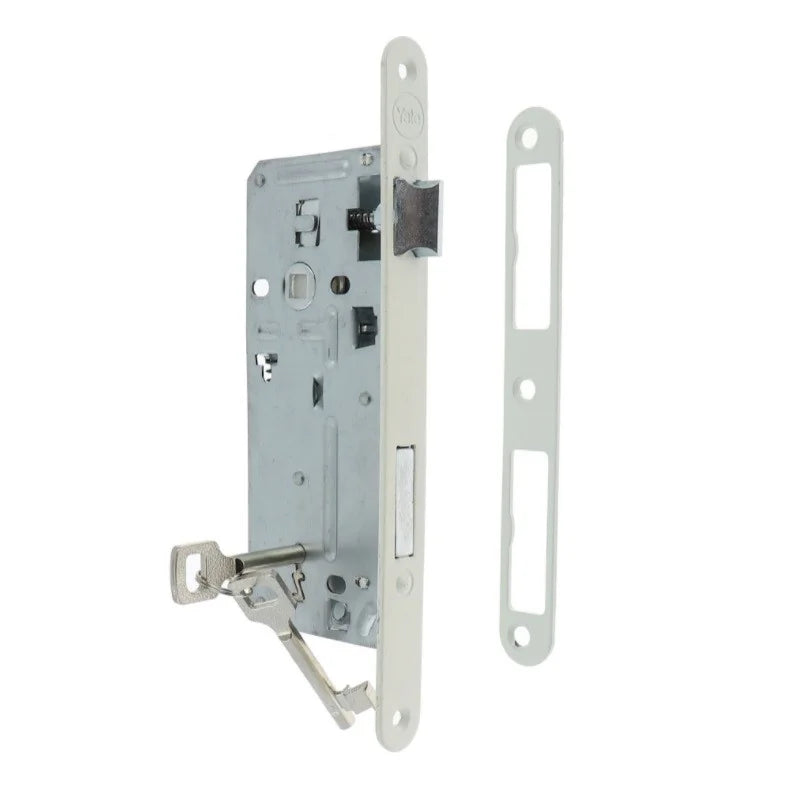 Broasca ingropata Yale pentru usi de interior din lemn orificiu pentru cheie, dornmass 43 mm, interax 90 mm culoare alb