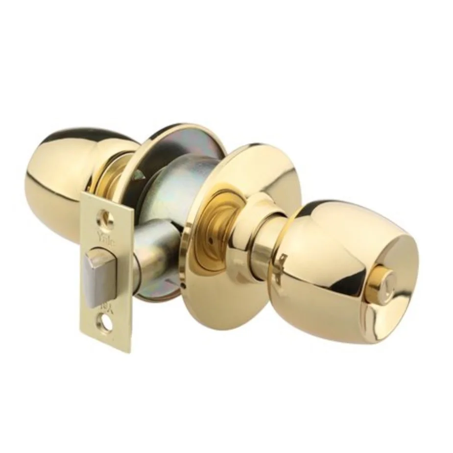 Broasca cu buton Yale pentru usi din lemn de baie dornmass 60 mm finisaj alama lacuita 40-CY3-5786-BK-0201