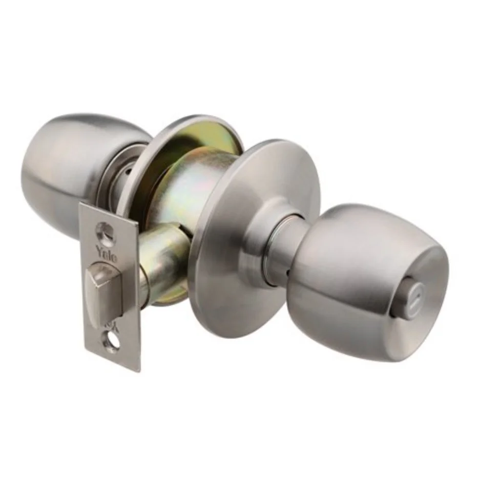 Broasca cu buton Yale pentru usi din lemn de baie dornmass 60 mm finisaj nichel satinat 40-CY3-5786-BK-3101