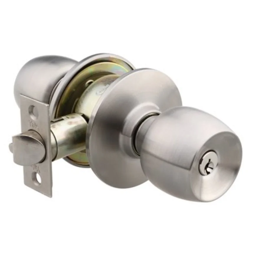 Broasca cu buton Yale pentru usi de interior din lemn dornmass 60 mm, 3 chei,  finisaj nichel satinat 40-CY3-5786-ET-3101