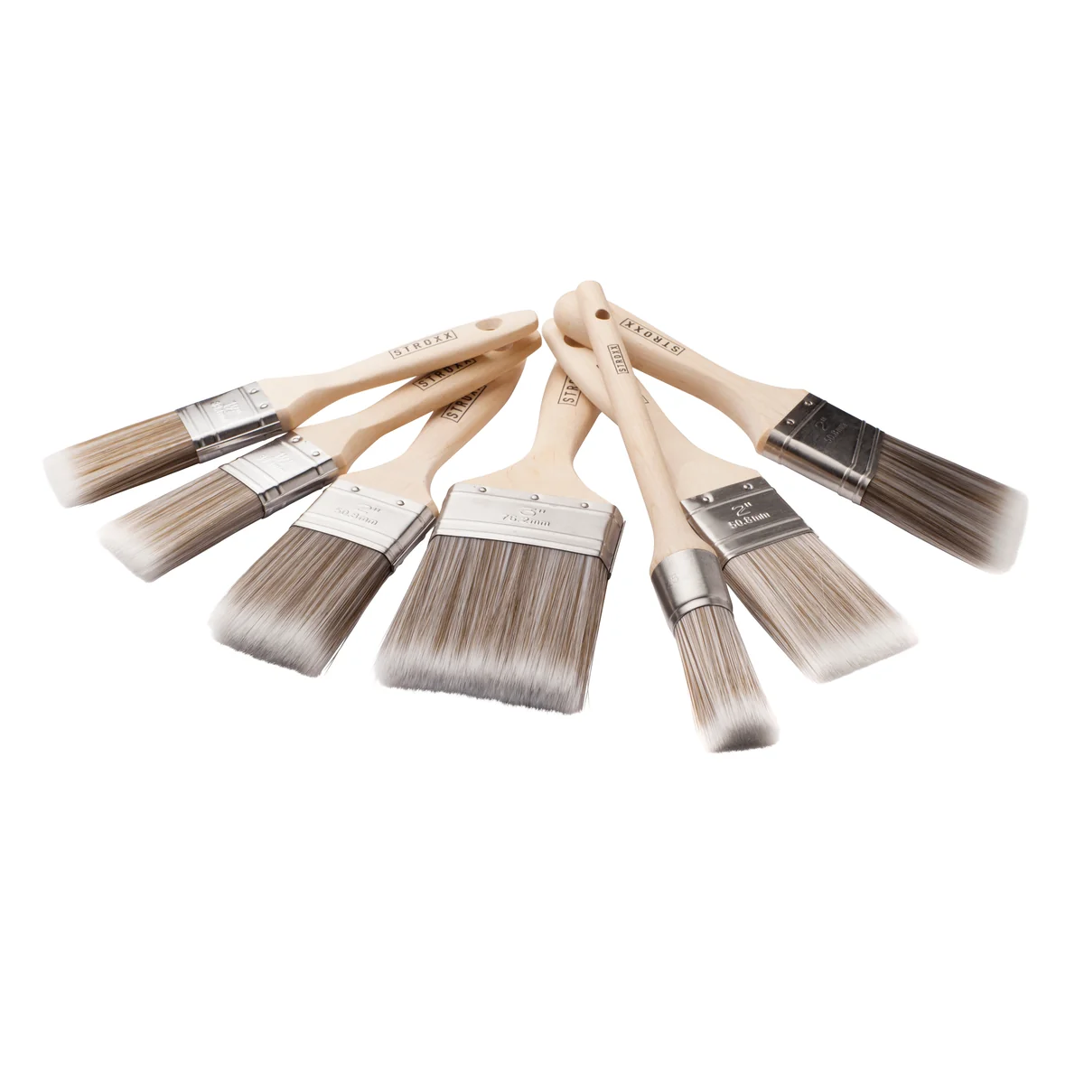 Set pensule STROXX, latimi diferite, 7 bucati, maner ergonomic din lemn