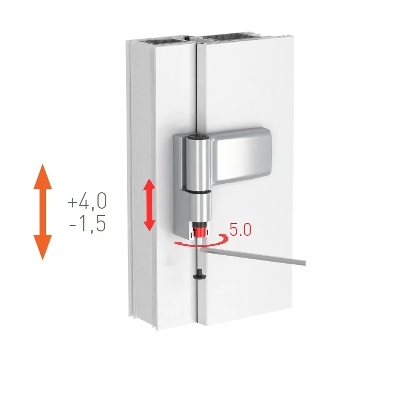 Balama usa termopan Medos Joker, reglabila 3D, greutate max usa 120 kg, inaltime cercevea 15.75-19.25 mm, culoare argintie