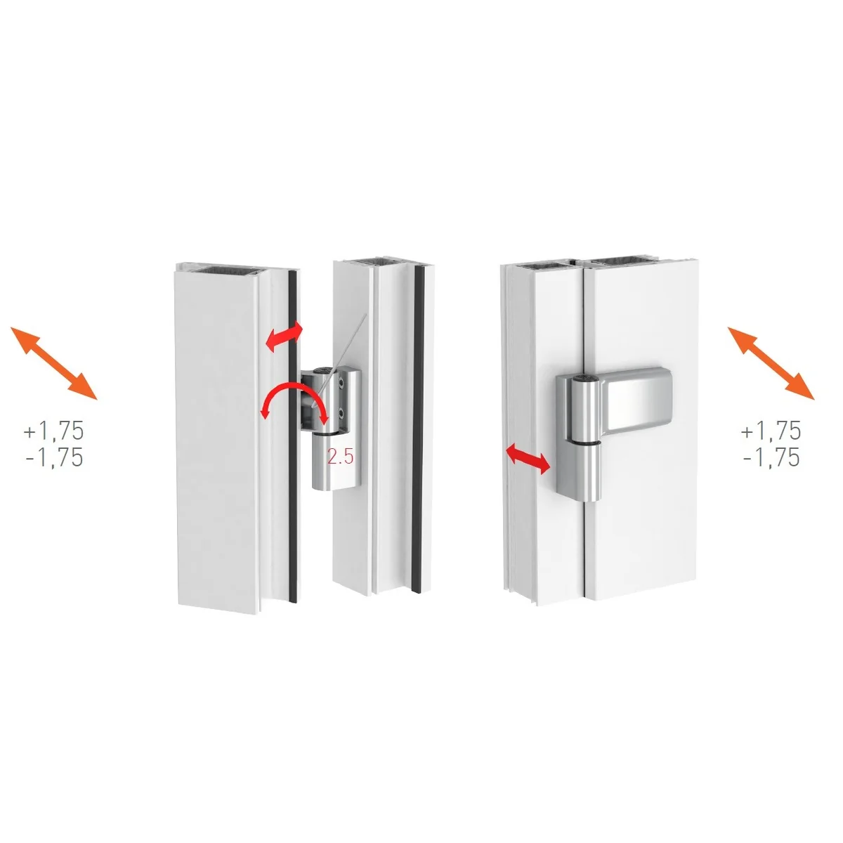 Balama usa termopan Medos Joker, reglabila 3D, greutate max usa 120 kg, inaltime cercevea 18.75-22.25 mm, culoare argintie