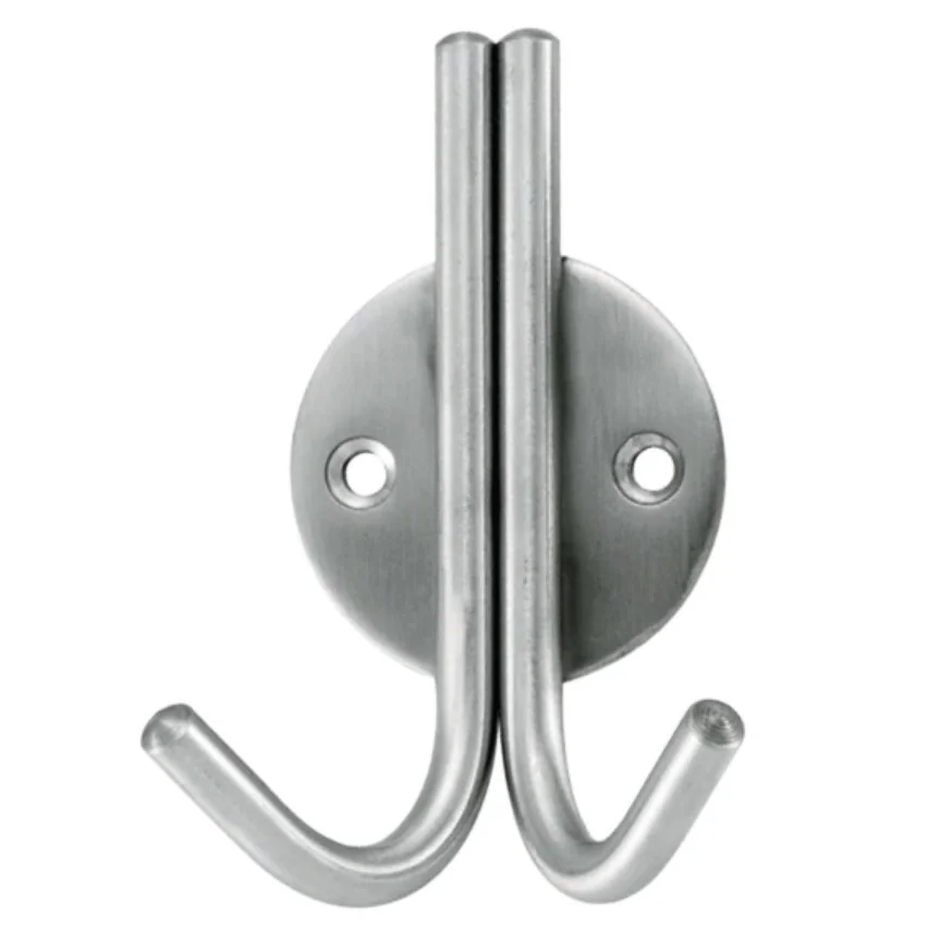 Agatatoare pentru haine STROXX cu baza de prindere rotunda si tije duble scurte de sustinere material inox mat