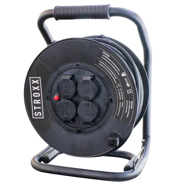 Prelungitor de curent izolatie neopren 40 metri, pe tambur cu 4 prize, IP44, STROXX