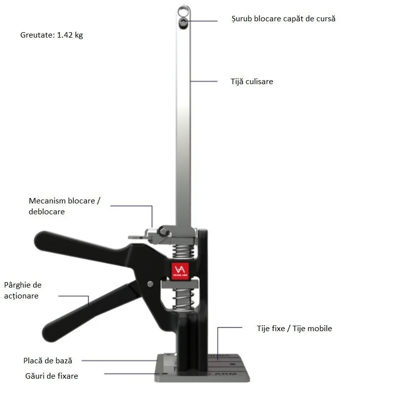 Brat STROXX Viking Arm, instrument pentru poziționare precisă, cu utilitate în toate meseriile, capacitate 150 kg