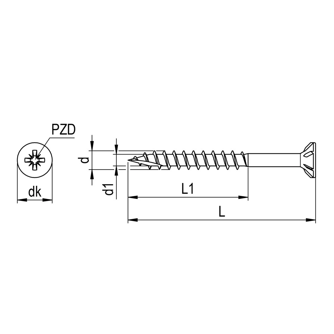Surub universal pentru lemn blaugelb 6.0x60 mm zincat filet partial cap plat inecat PZ2 100 bucati pe set