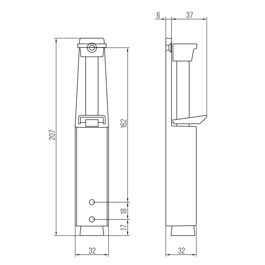 Opritor usa cu arc blaugelb HUB 60 207x32x37mm culoare argintiu