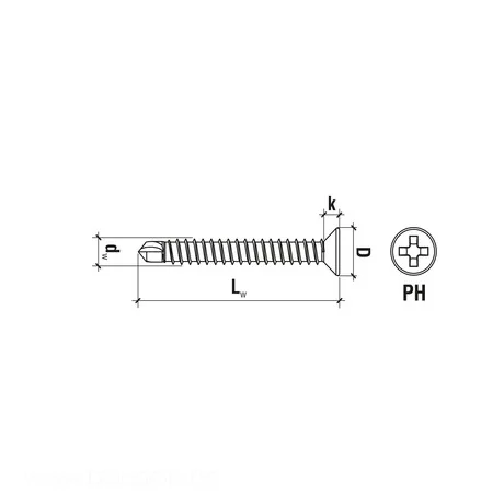 Surub autoforant, Blaugelb, 3.9 X 40 PH2 SL, set 100 buc