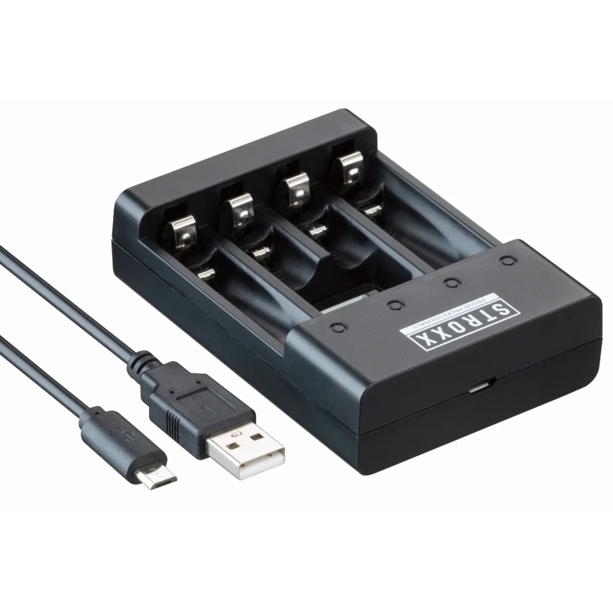 Incarcator rapid USB STROXX cu 4 canale de incarcare pentru acumulatori AA/AAA Ni-MH/Ni-Cd