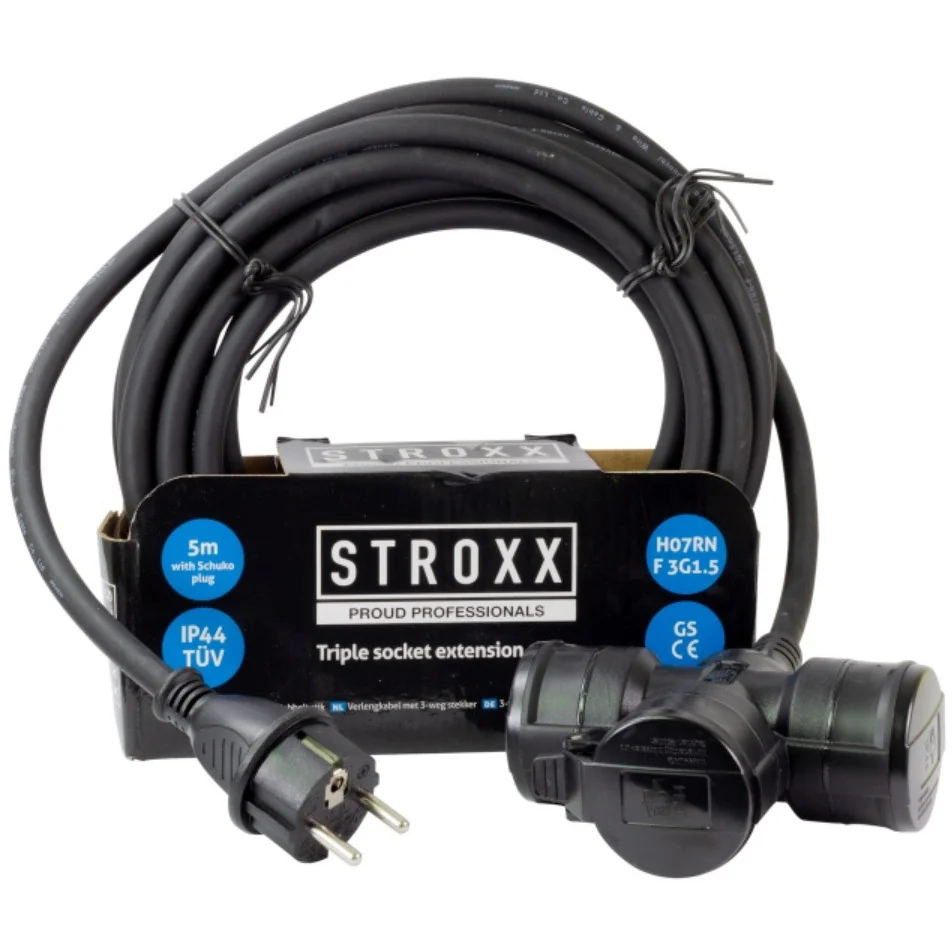 Prelungitor de curent STROXX 5 metri prevazut cu 3 prize