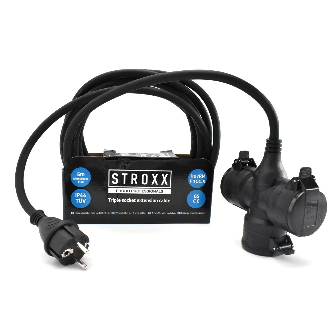 Prelungitor de curent STROXX 5 metri prevazut cu 3 prize