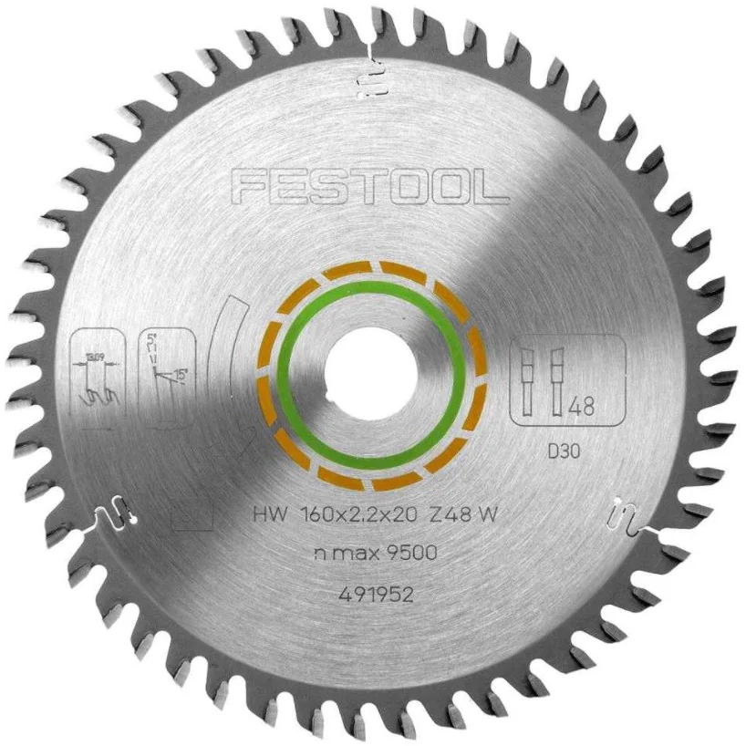 Panza fierastrau circular cu dinti fini FESTOOL WOOD FINE CUT pentru taiere in lemn HW 160x2,2x20, W48 (491952)