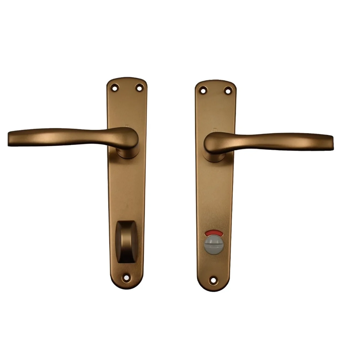 Maner usa interior, Hoppe Milano, cu sild pentru WC, material aluminiu, culoare bronz, 90 x 32 mm