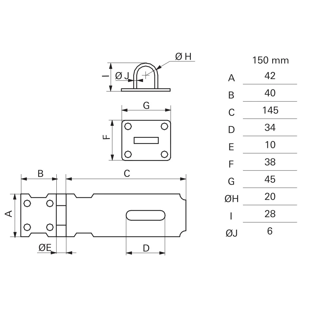 Suport pentru lacat din otel zincat Thirard 150 mm