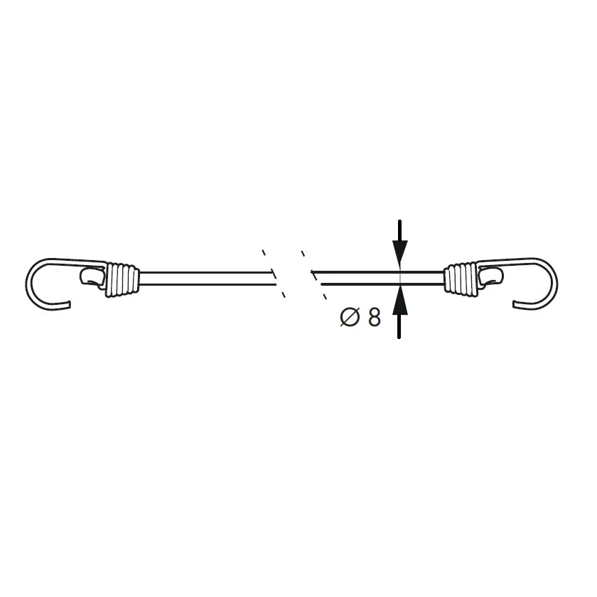 Chinga elastica Thirard, diametru 8 mm, lungime 80 cm, 6 capete cu carlige, inel central, culoare albastru