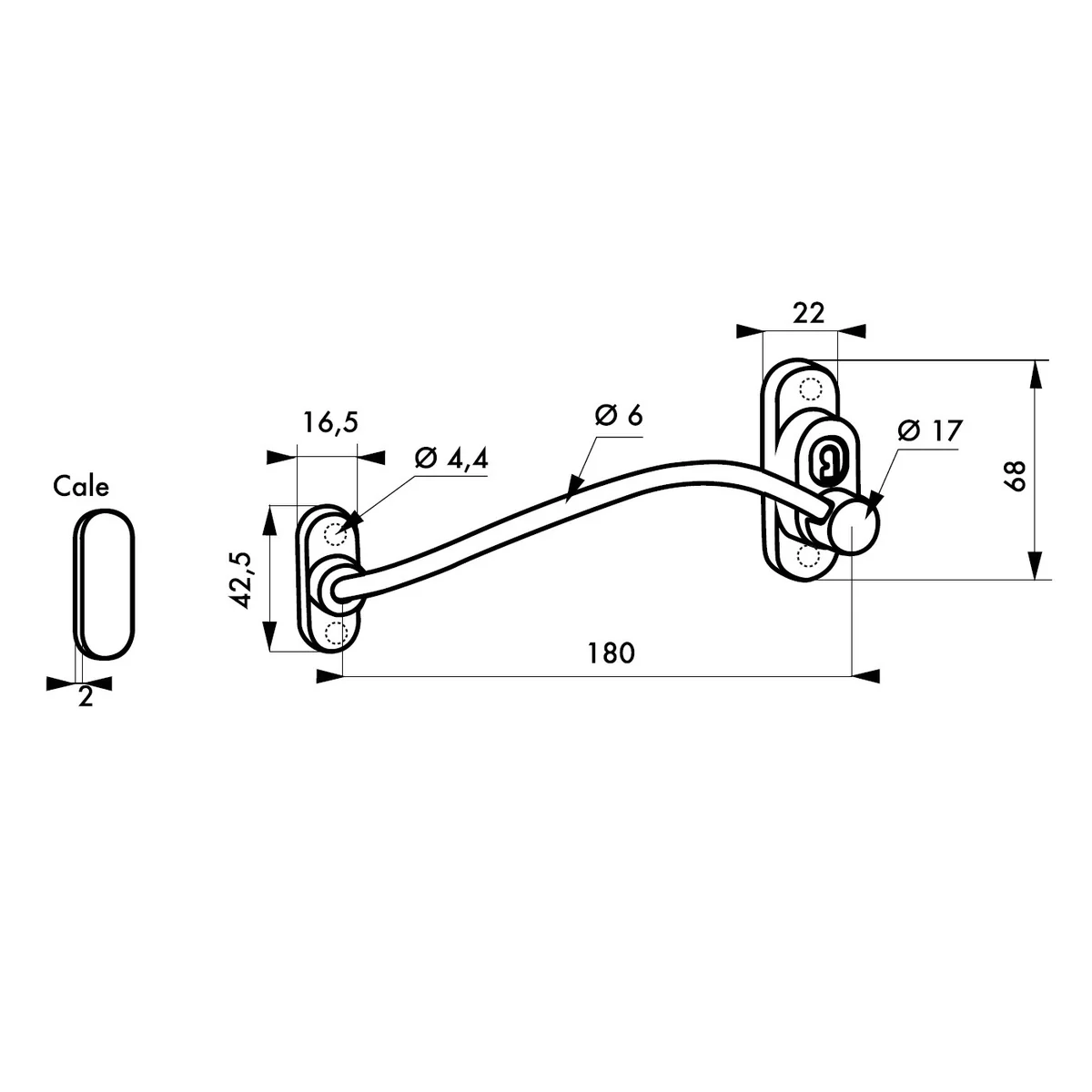 Dispozitiv de siguranta pentru ferestre, Thirard, cu cablu de otel, culoare alb