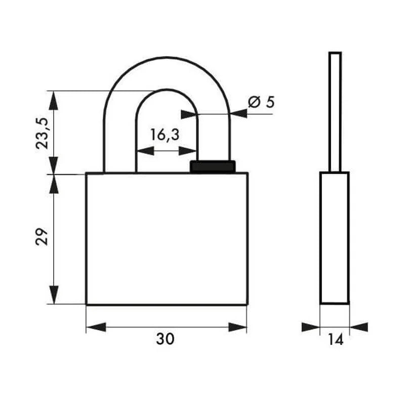 Lacat Thirard Reverso din alama corp 30 mm, veriga standard nivel 9 de securitate