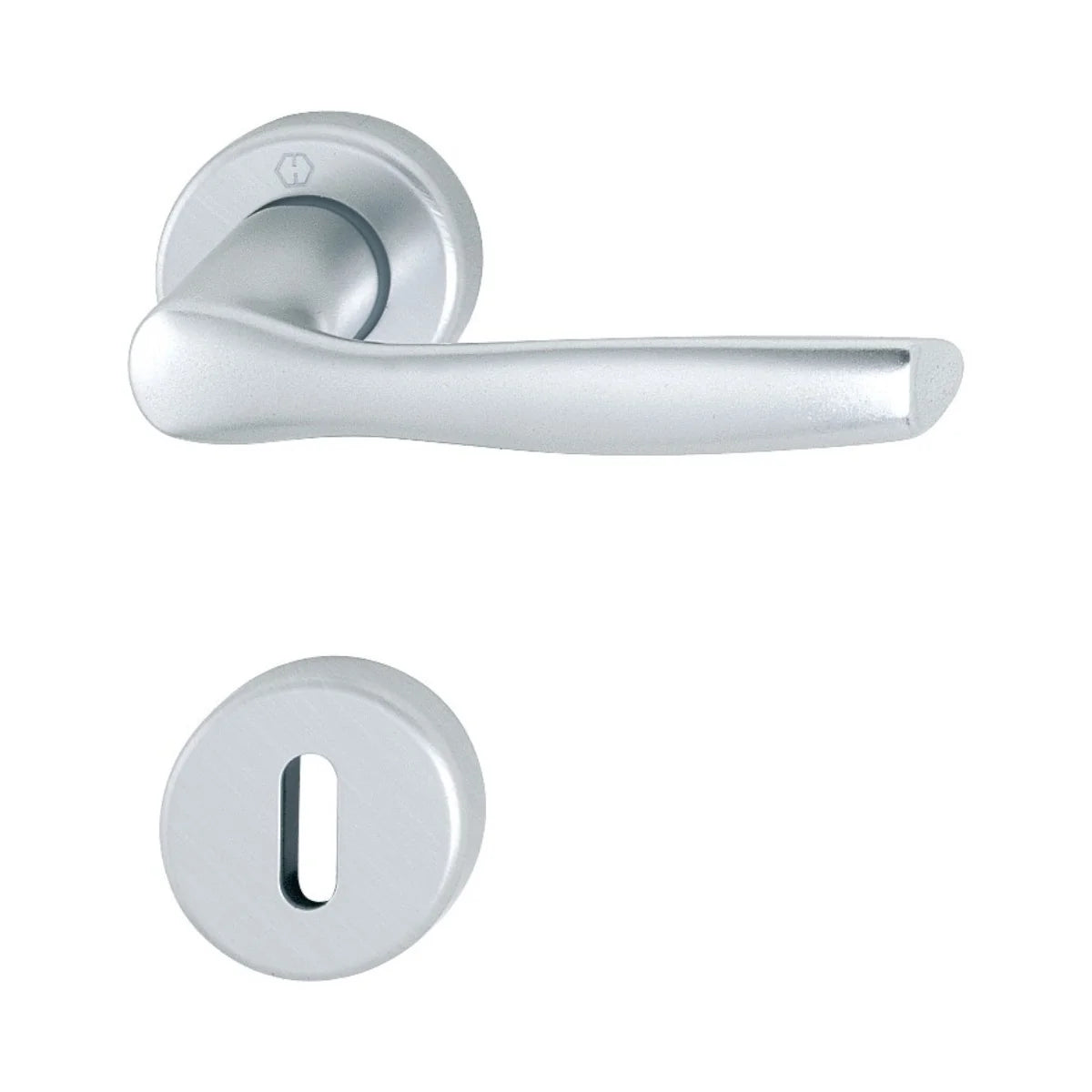 Maner usa interior, Hoppe Milano, cu rozeta pentru cheie, material aluminiu, culoare argintiu, 119x44 mm