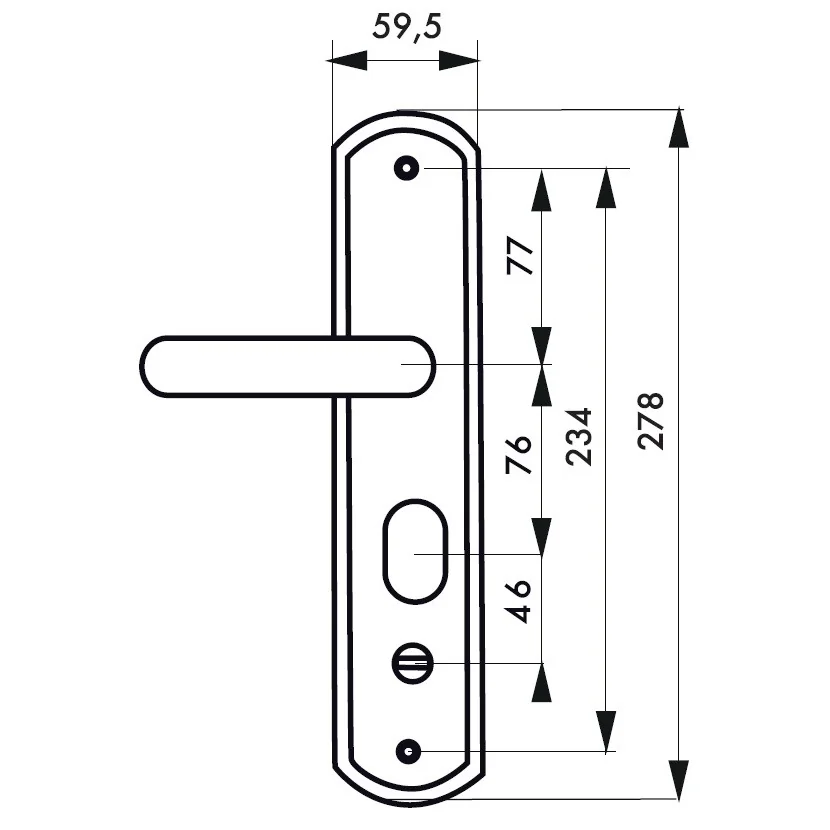 Maner pentru usa metalica, Thirard, pentru broasca incastrata stanga, cu sild si arc, culoare argintiu anodizat, 76x59.5 mm